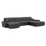 TORONTO U alakú kinyitható kanapé Világos szürke / fekete ökobőr Jobb - galéria #1