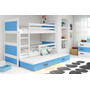 Gyerek emeletes ágy kihúzható ággyal RICO 160x80 cm Kék Fehér - galéria #5