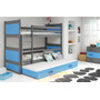 Gyerek emeletes ágy kihúzható ággyal RICO 160x80 cm Kék Szürke - galéria #2