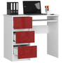 A-6 Számítógép asztal (fehér/fényes piros, bal oldali kivitel) - galéria #2