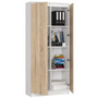 Polc R 80 cm CLP 2 ajtóval, 8 polccal, fehér/sonoma tölgy - galéria #1
