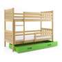 Gyermek emeletes ágy Carino tárolóhellyel, mérete 80x190 cm. Zöld