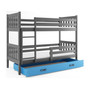 Gyermek emeletes ágy Carino tárolóhellyel, mérete 80x190 cm. Kék