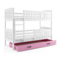 Gyerek emeletes ágy KUBUS tárolóhellyel 80x190 cm - fehér Rózsaszín - galéria #2