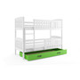 Gyerek emeletes ágy KUBUS tárolóhellyel 80x190 cm - fehér Zöld - galéria #1