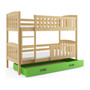 Gyerek emeletes ágy KUBUS tárolóhellyel 80x190 cm - fenyő Zöld