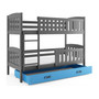 Gyerek emeletes ágy KUBUS tárolóhellyel 80x190 cm - grafit Kék