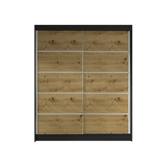 LINO IV gardróbszekrény, 120 cm széles – fekete / artisan tölgy