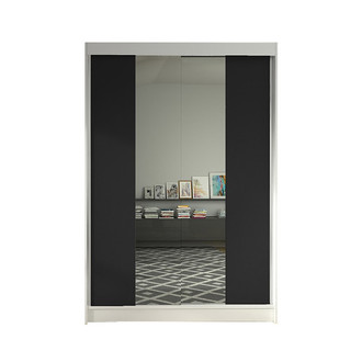 LINO II gardróbszekrény, 120 cm szélesség – fehér / fekete