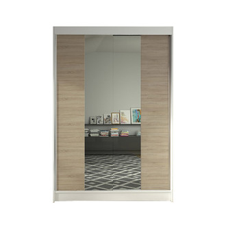LINO II gardróbszekrény, 120 cm szélesség – fehér / sonoma tölgy