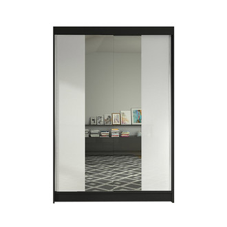 LINO II gardróbszekrény, 120 cm szélesség – fekete / fehér