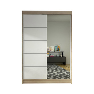 LINO III gardróbszekrény, 120 cm szélesség – sonoma tölgy / fehér