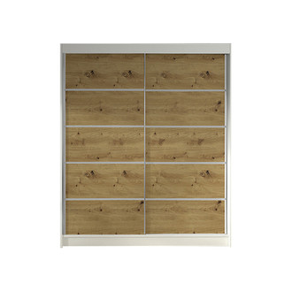 LINO IV gardróbszekrény, 120 cm szélesség – fehér / artisan tölgy