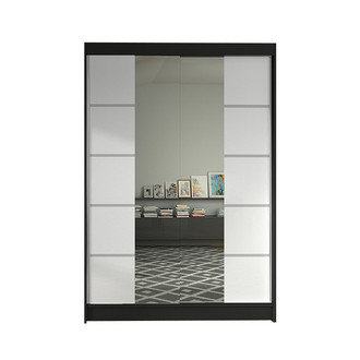 LINO V gardróbszekrény, 120 cm széles – fekete/fehér