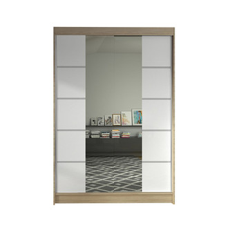 LINO V gardróbszekrény, 120 cm széles – sonoma tölgy/fehér