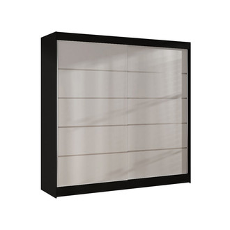 BASTI IV gardróbszekrény, 200 cm széles – fekete/fehér