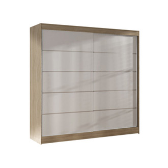BASTI IV gardróbszekrény, 200 cm széles – sonoma tölgy/fehér