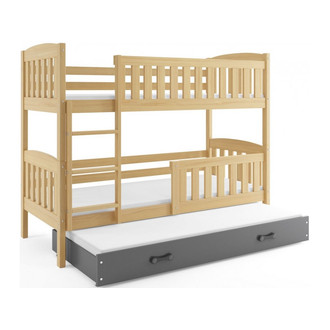 Gyerek emeletes ágy KUBUS kihúzható ággyal 80x190 cm - fenyő