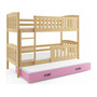 Gyerek emeletes ágy KUBUS kihúzható ággyal 80x190 cm - fenyő Rózsaszín - galéria #3