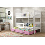 Gyerek emeletes ágy KUBUS kihúzható ággyal 80x190 cm - fehér Rózsaszín - galéria #2