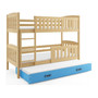 Gyerek emeletes ágy KUBUS kihúzható ággyal 80x190 cm - fenyő Kék