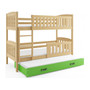 Gyerek emeletes ágy KUBUS kihúzható ággyal 90x200 cm - fenyő Zöld