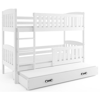 Gyerek emeletes ágy KUBUS kihúzható ággyal 90x200 cm - fehér