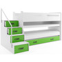 Gyermek emeletes ágy kihúzható ággyal MAX I 80x200 cm - fehér Zöld - galéria #2