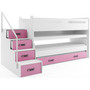 Gyermek emeletes ágy kihúzható ággyal MAX I 80x200 cm - fehér Rózsaszín - galéria #1