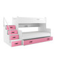 Gyermek emeletes ágy MAX III tárolóhellyel 80x200 cm - fehér Rózsaszín - galéria #2