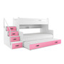 Gyermek emeletes ágy MAX III kihúzható ággyal 80x200 cm - fehér Rózsaszín - galéria #2