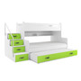 Gyermek emeletes ágy MAX III kihúzható ággyal 80x200 cm - fehér Zöld - galéria #1
