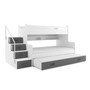 Gyermek emeletes ágy MAX III kihúzható ággyal 80x200 cm - fehér Szürke