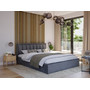 Kárpitozott ágy MOON mérete 140x200 cm Krém színű - galéria #1