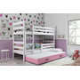 Gyerek emeletes ágy ERYK kihúzható ággyal 80x190 cm - fehér