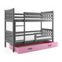 Gyermek emeletes ágy Carino tárolóhellyel, mérete 80x190 cm. Rózsaszín