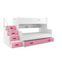 Gyermek emeletes ágy MAX III kihúzható ággyal 80x200 cm - fehér Rózsaszín