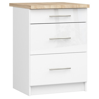 Kuchyňská skříňka OLIVIA S60 3SZ - bílá/bílý lesk