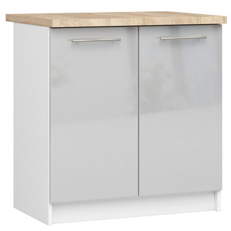 Kuchyňská skříňka OLIVIA S80 2D - bílá/šedý lesk
