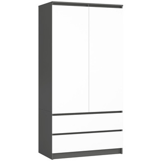 S90 2D 2SZ CLP ruhásszekrény – grafit / fehér színben